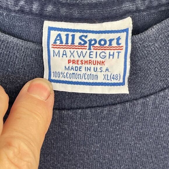 Vintage All Sport Blue Iron Maiden 2000 Brave New World Band Boxy T-Shirt Size X - Picture 3 of 6